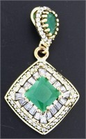 Elegant 4.25 ct Emerald & Topaz Baguette Pendant