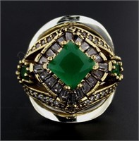 Beautiful 3.36 ct Emerald & Topaz Baguette Ring
