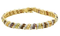 Genuine 9.57 ct Gemstone & Diamond Accent Bracelet