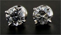 14kt Gold 1.89 ct Round Diamond Stud Earrings