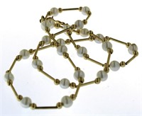 14kt Gold 18" Linked 5 mm Pearl Necklace