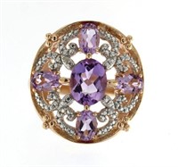 Genuine 4.10 ct Amethyst & Diamond Designer Ring