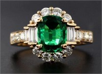 14kt Gold 3.37 ct Oval Emerald & Diamond Ring