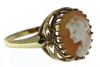 14kt Gold Antique Shell Carved Cameo Ring