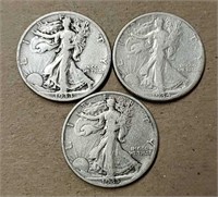 1933, 1934 & 1935 Standing Liberty Half Dollars