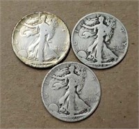 1927, 1928 & 1929 Standing Liberty Half Dollars
