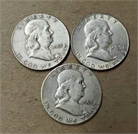 (3) U.S. Franklin Half Dollars
