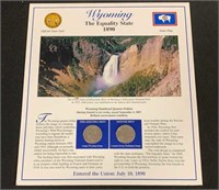 Wyoming State Coin on Card