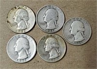 (5) Pre 1964 U.S. Quarters - 90% Silver