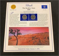 Utah State Coin on Card