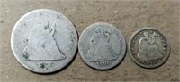 Sitting Liberty Quarter, Dime & Half Dime