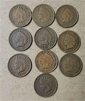 (10) U.S Indian Head Pennies: 1899-1908