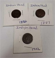 (3) 1800s-1900s Indian Head Pennies