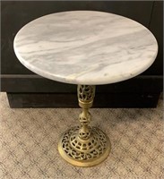 Marble Top w/ Brass Base Side Table