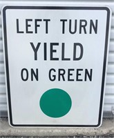 Large Metal Left Turn Street Sign