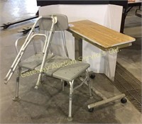 Bath chair / walker & hospital bed over table