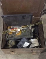Metal box with two alternators assorted tools