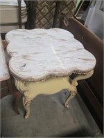 Vintage French Provincial Side Table W/Marble Top