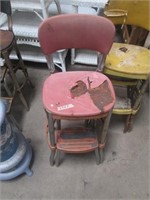 Vintage Red Cosco Counter Chair Step Stool