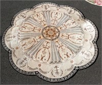 8' Scalloped Round Wool Rug Carpet French Design