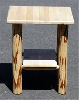 Rustic Looking Log Side Table from Montana