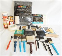 Lot of Paint Brushes and Paint Supplies