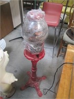 Vintage Cast Iron Gum Ball Machine On Stand Full