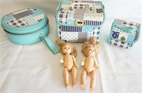 Pair of Vintage Dolls with Cases and Contents