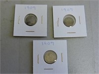 3  - 1907  -  5 Cent Coins