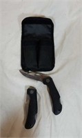 Pair of stainless steel knifes and case