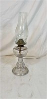 Nice colorless oil lamp approx 18 inches tall