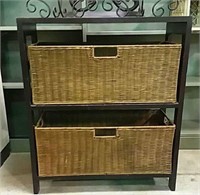 Two shelf stand and wicker baskets