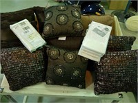 Tossed pillows (10) & sheer1, sidelights-4,