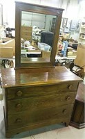 Three drawer Dresser with mirror