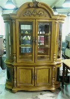 Heavy Mediterranean look lighted china cabinet