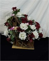 Country birdhouse arrangement with maroon  and