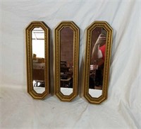 Grouping of 3 nice mirrors approx 5 x 18 inches