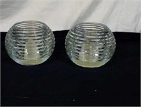 Home interior candleholders with ridged pattern