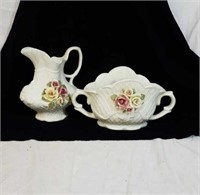 Nice porcelain pitcher and double handles bowl