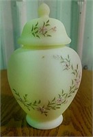 Fenton satin custard glass ginger jar