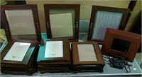 Wooden picture frames, one digital