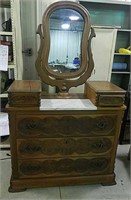 Antique dresser, marble insert, swivel mirror