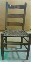 Vintage ladder back chair, woven seat