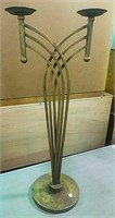 Metal double candelabra, 30 " tall