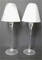 Vintage Glass Candlesticks and Shades
