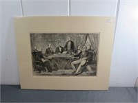 1861 Lincoln & Cabinet Wood Engraving, Matted,