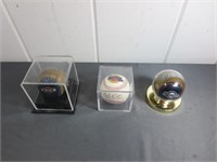 (3) Commemorative Brewer Baseballs in Displays