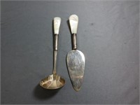 Pair of Serving Pieces w/Pearl & Sterling Handles