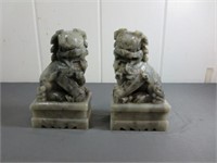 Pair of Marble/Stone Asian Lion Bookends