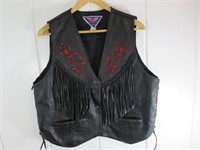 Women's MOB Leather Vest Harley Patches & Roses
